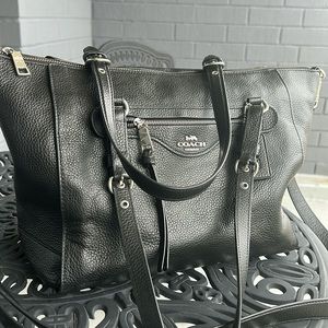 Black Leather Coach Tote